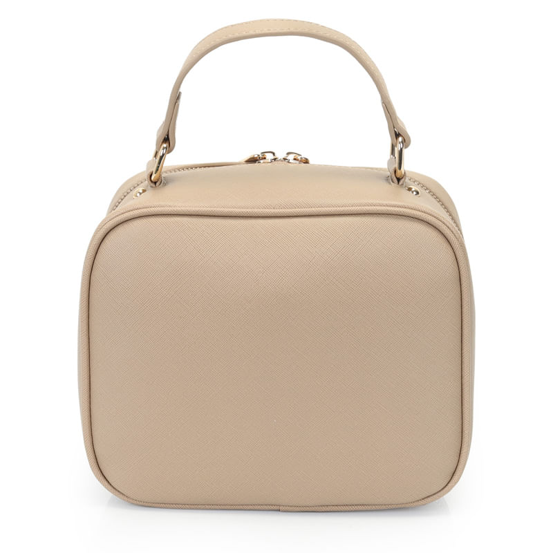 Bolsa estruturada WJ feminina bege vista frontal para uso diário e casual.
